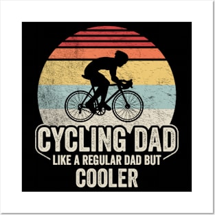Cycling Dad Like A Regular Dad But Cooler Funny Cycling Vintage Biker Cyclist Dad Gift Biker Gift Retro Bike Posters and Art